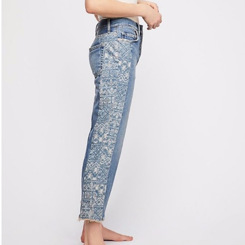 Free People We The Free Crop Print Boyfriend Jeans